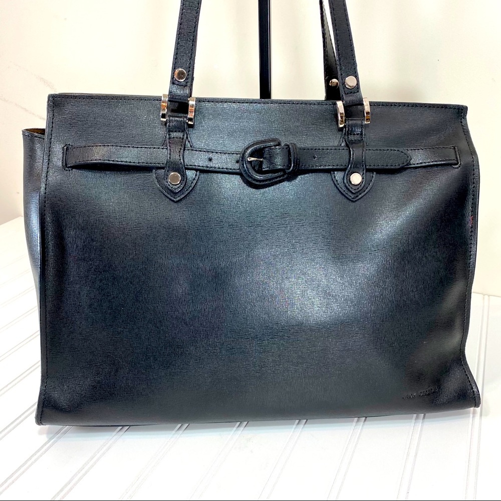 Jack George’s Black leather shoulder briefcase